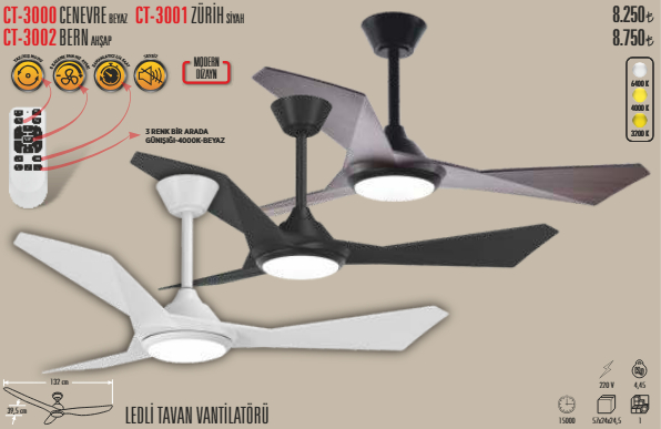 CT-3000 LEDL� TAVAN VANT�LAT�R�