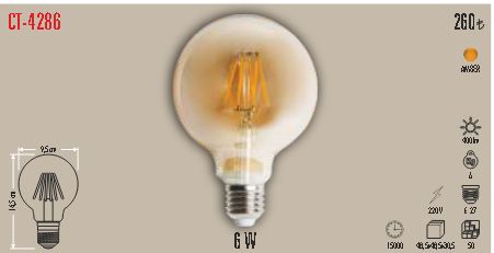 CT-4286 Filament LED Ampul G95