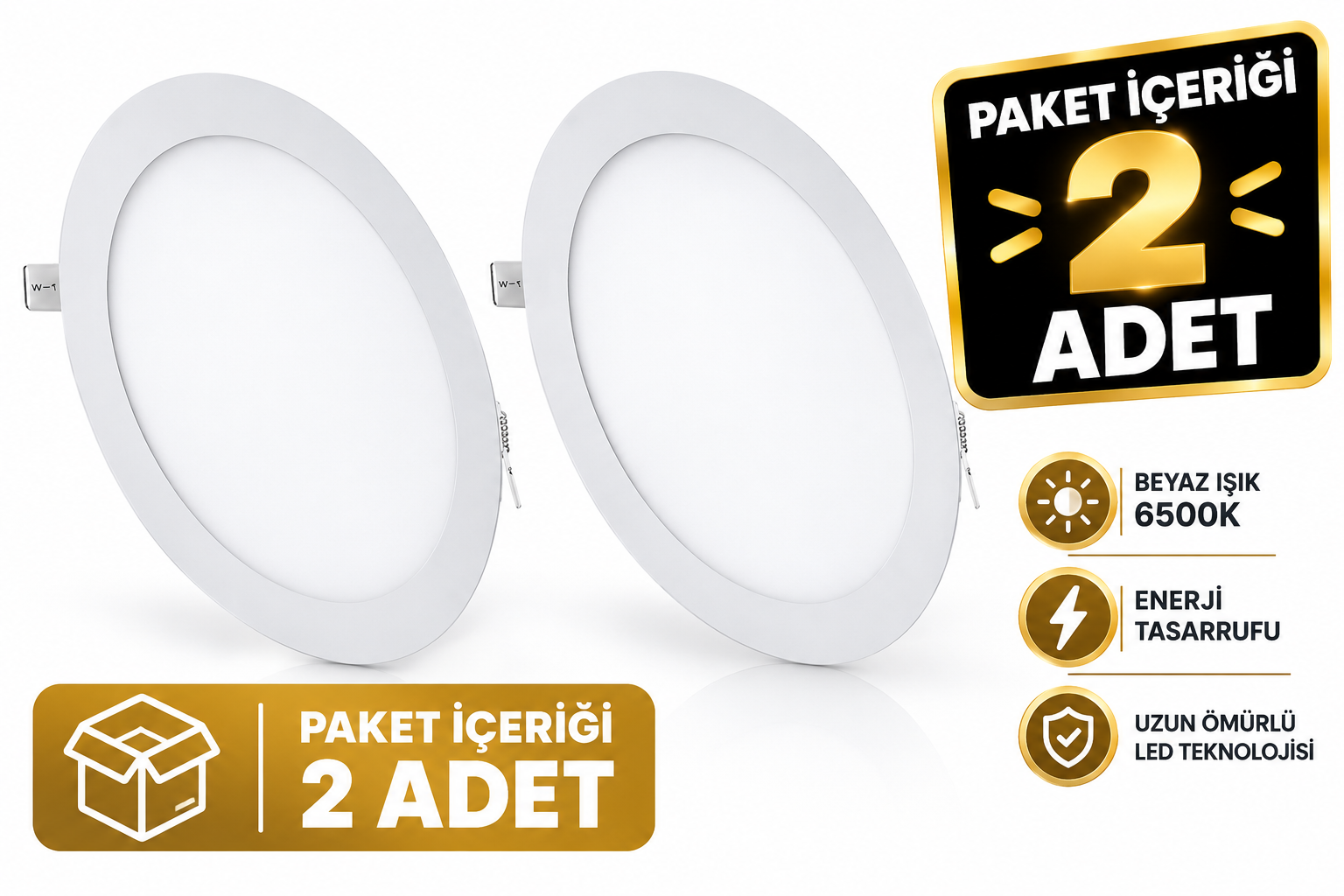 CT-5169 Led Panel 18w Beyaz ���k 2 Adet