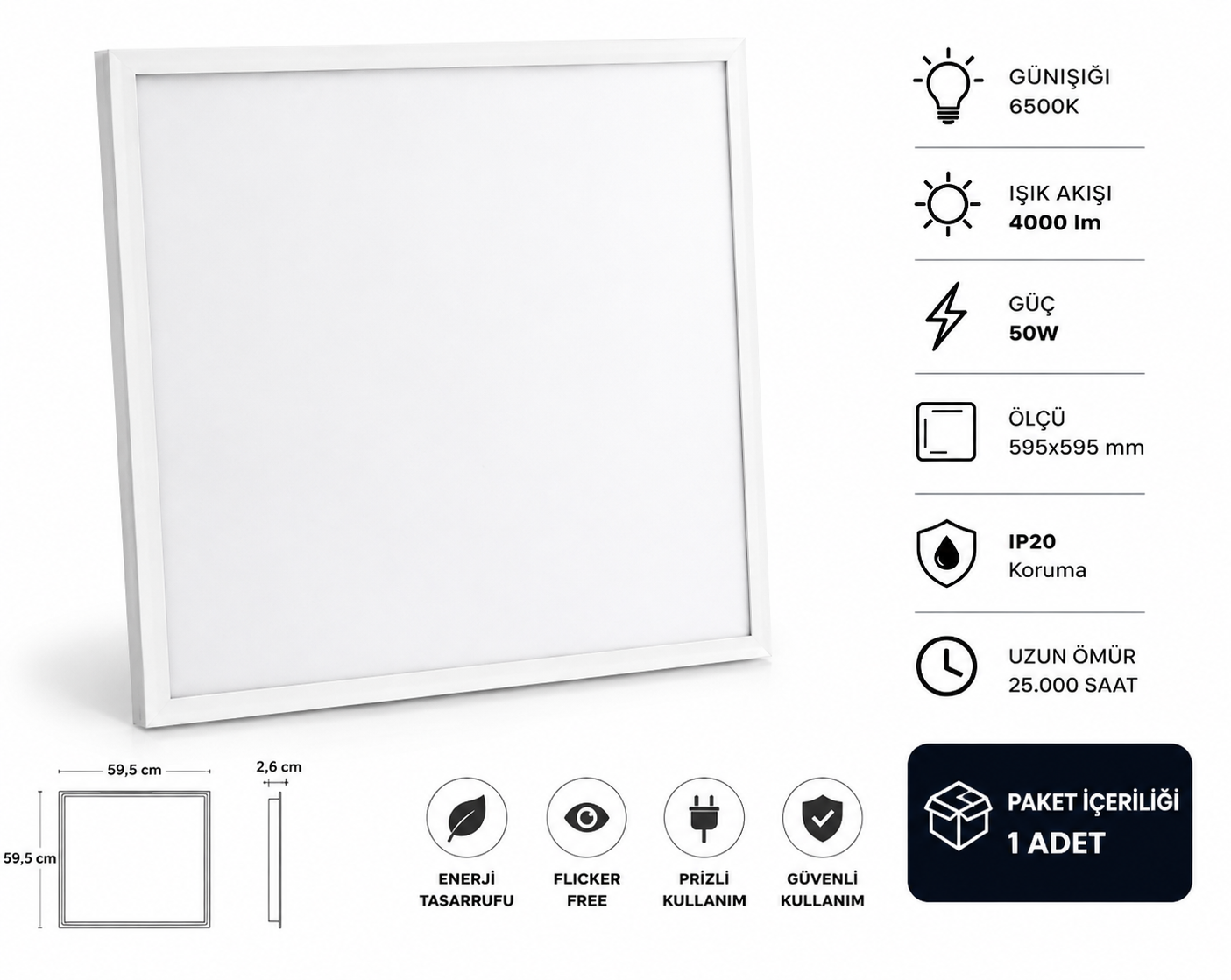 Ct 5284 G 60x60 60 W Led Panel Spot Armat�r G�n�����