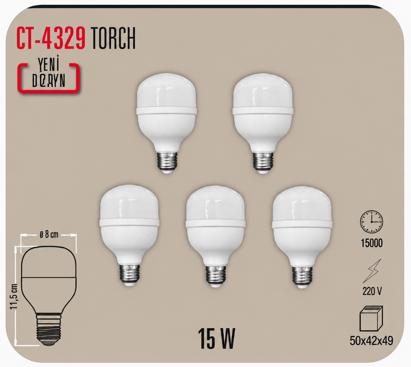 CT-4329 Torch Led Ampül 5 adet Beyaz