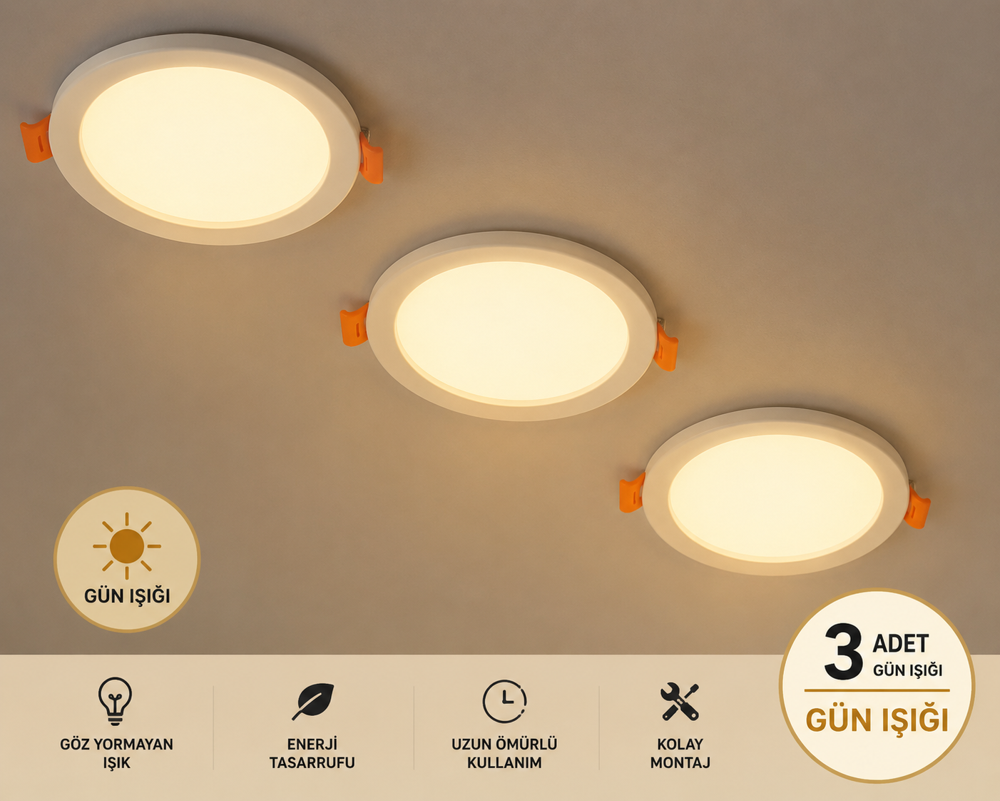 Ct-5646 9 Watt Led Panel Ayarli Günisigi 3 Adet