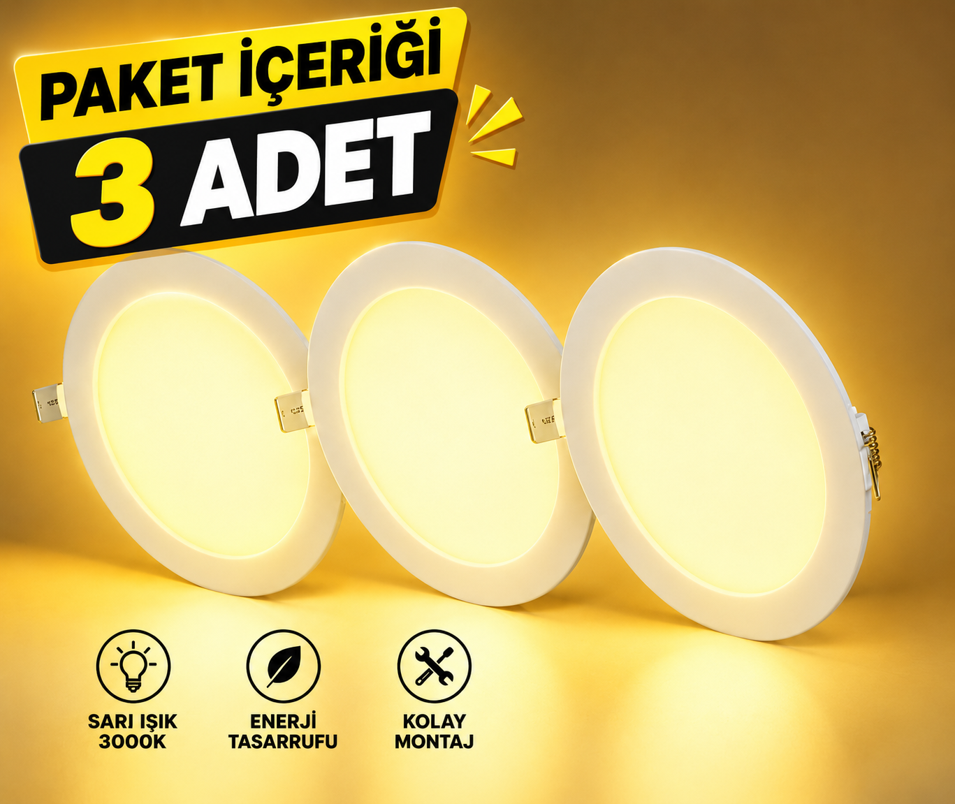 CT-5169 Led Panel 18w 3000k Gunisigi 3 Adet