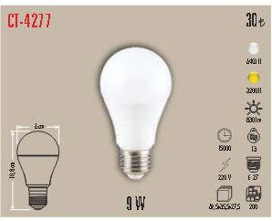 CT-4277 9W LED Ampul 12 Adet