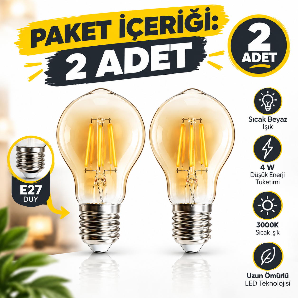 CT-4285 Filament LED Ampul 2 Adet