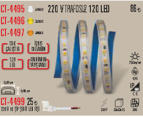 CT-4497 220 V TRAFOSUZ 120 LED AMBER 5 METRE