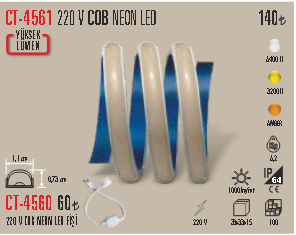CT-4561 220 V COB NEON LED BEYAZ 5 METRE