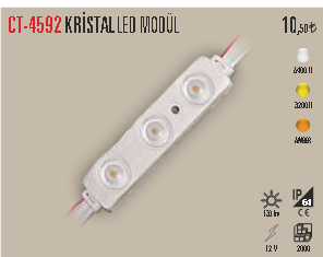 CT-4592 KRISTAL LED MODÜL BEYAZ 12v 20 ADET