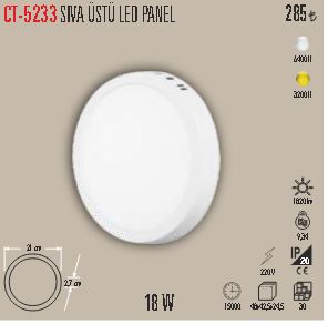 CT-5233 Sıva Üstü LED Panel