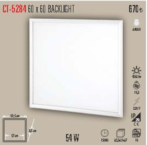Ct 5284 G 60x60 60 W Led Panel Spot Armatür Beyaz