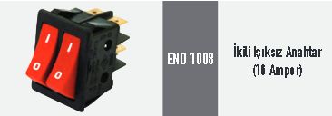 END 1008 İkili Işıksız Anahtar (16 Amper)
