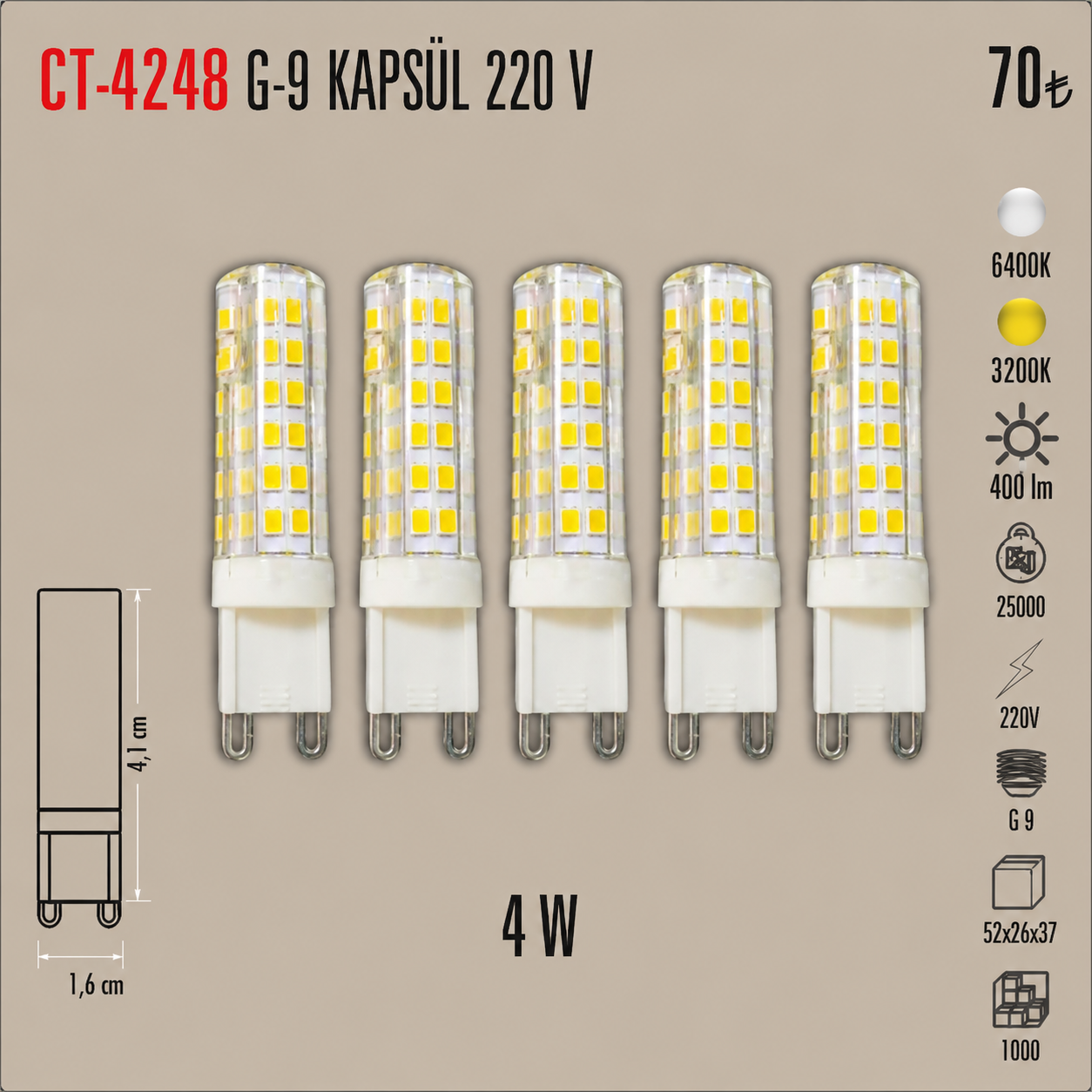 CT-4248 G-9 KAPSÜL 220 V  GÜN ISIGI 5 ADET
