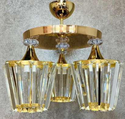 KONIK 3LÜ - Modern ve Sik Tasarim Kristal Avize Gold