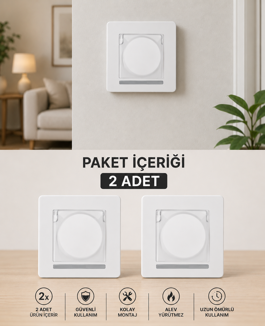 Nilson Selene Beyaz Kapakli Toprakli Priz 2 Adet