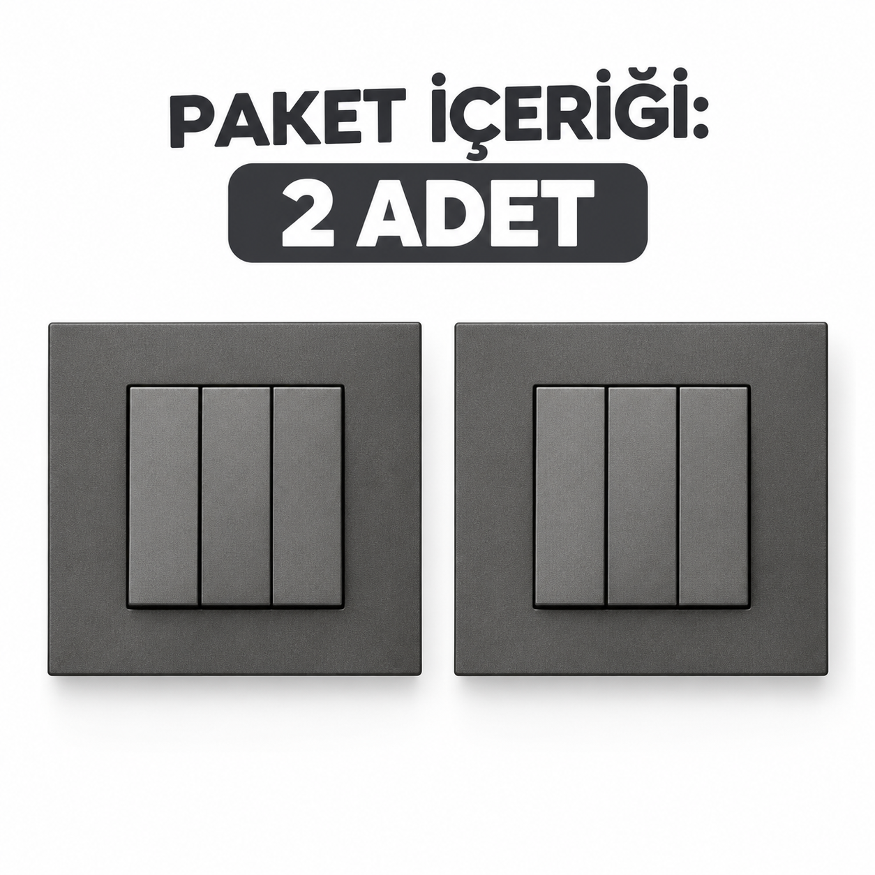 Ovivo grano antrasit üçlü anahtar (2 Adet)