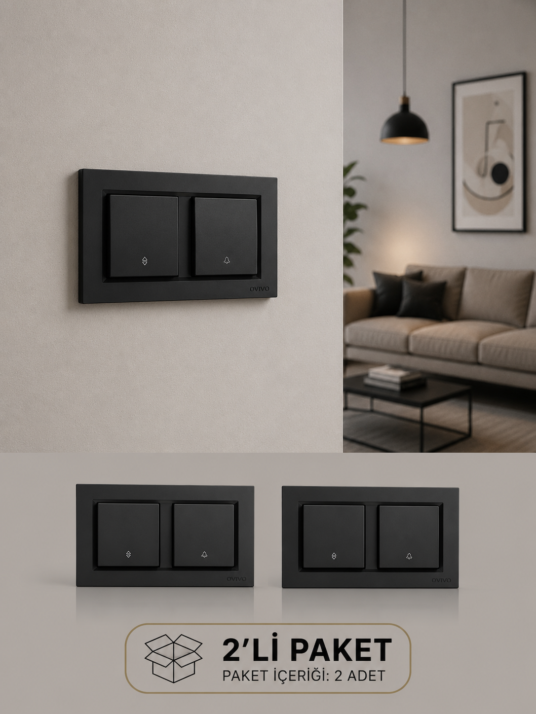 Ovivo Quantum Siyah Vaviyen+Zil Anahtari Light 2 Adet