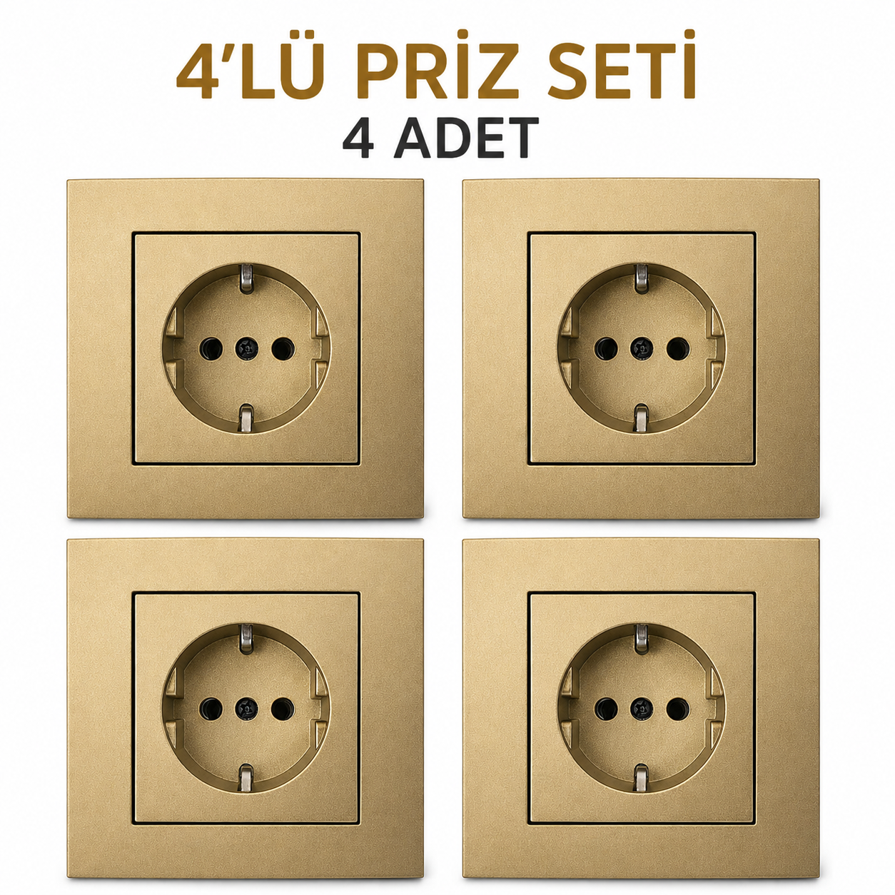 Ovivo Grano Titanyum Toprakli Priz (Çerçeve Dahil) 4 adet