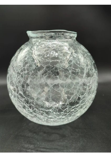 Osmanlı Glob Avize Camı 2 ,grifli.şeffaf Renkte,çatlatılmış DESENLI(ÇAP:15.00cm-YUVA: 8.00cm)